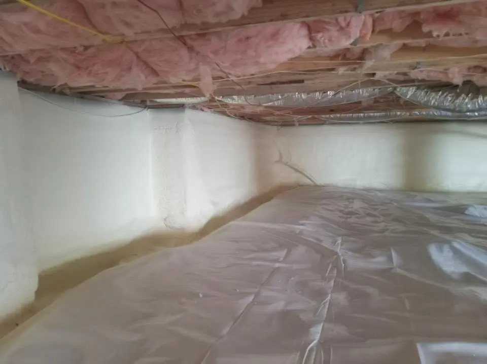 Crawl space encapsulation with closed-cell spray foam for Roof Leak Repair in South Bound Brook